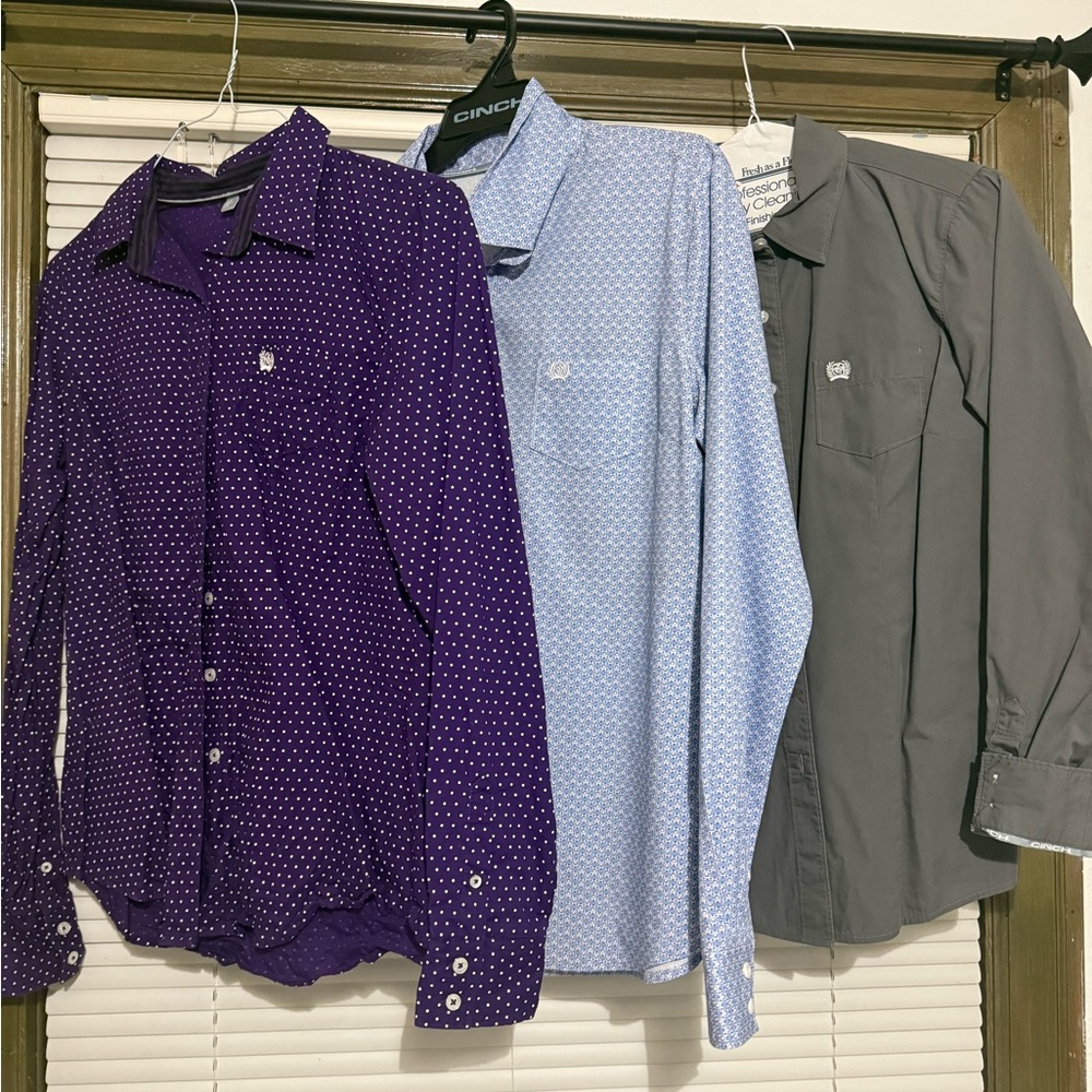 Cinch Men's Purple, Light Blue, and Gray Button Down Shirts